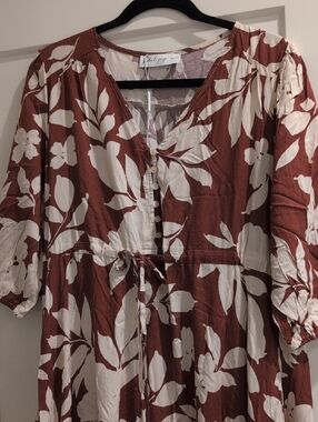 Petal & Pup Cream and Rust Floral Sundress